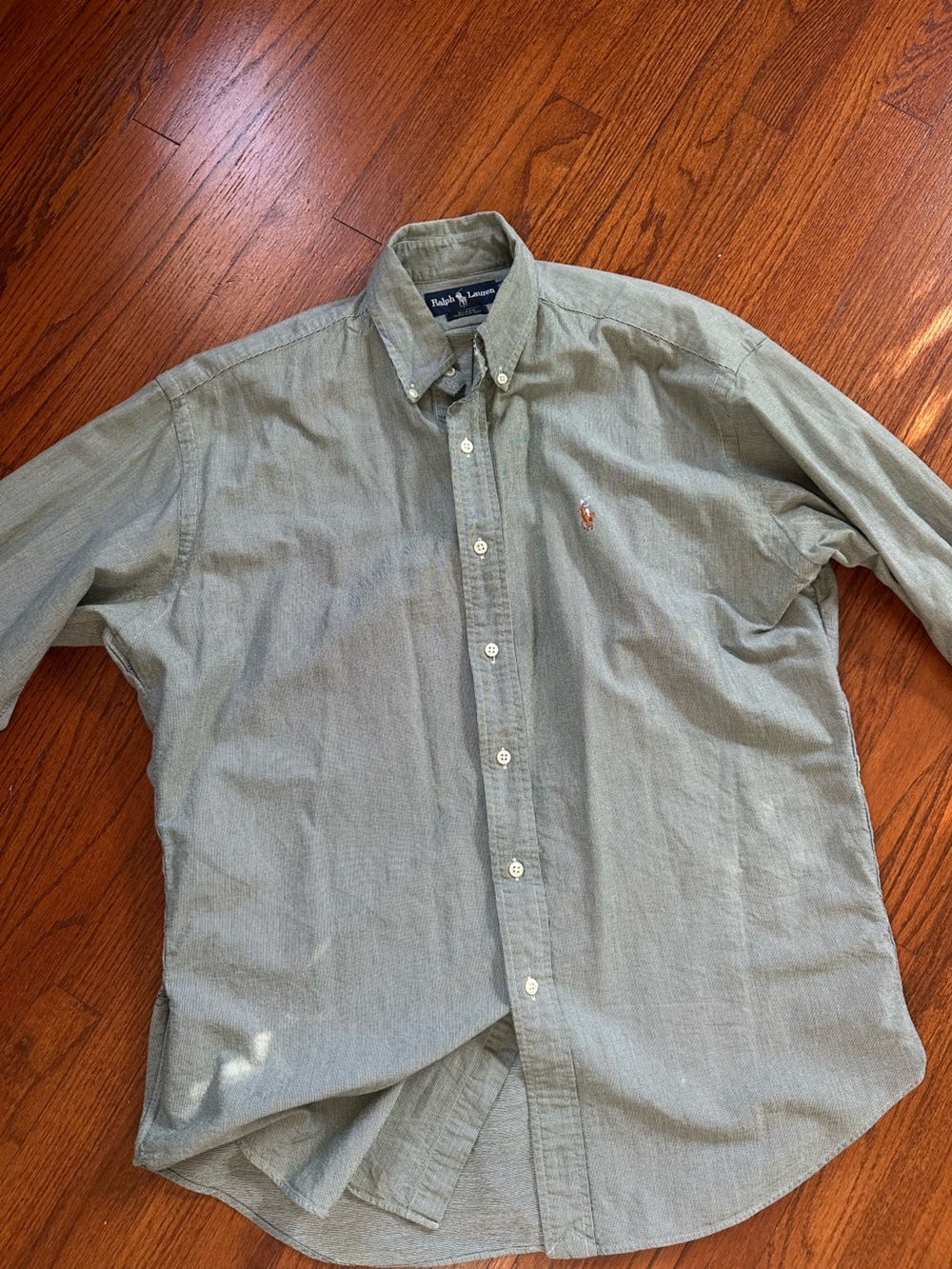 Ralph Lauren Men's Light Olive Button-Down Shirt